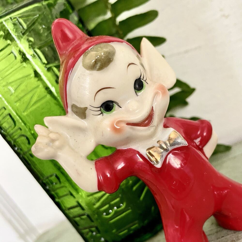 Vintage Pixie Elf Baseball Figurine Ump Umpire Christmas Ceramic Thames Japan